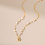 Star Coin Charm Pendant Pearl Necklace - Alarita