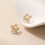 Pavé Topaz Flower Pearl Studs - Alarita