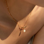 Vintage Gold Knot Pearl Necklace - Alarita