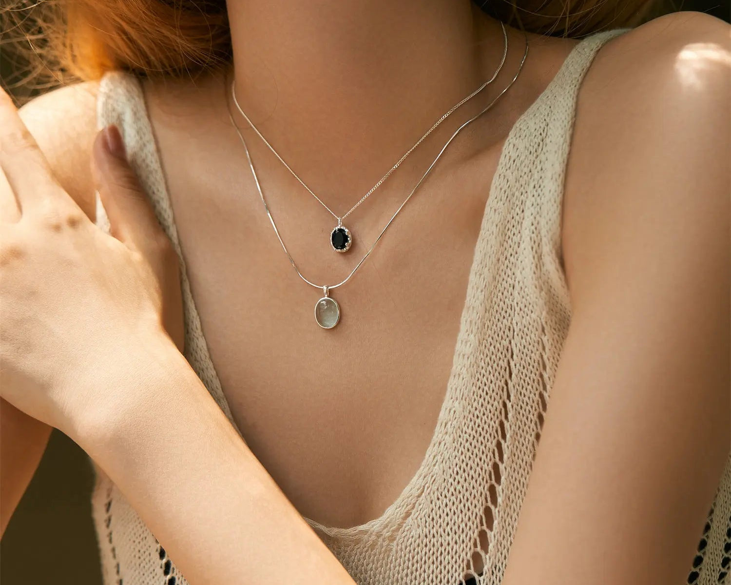 Oval Gemstone Pendant Necklace