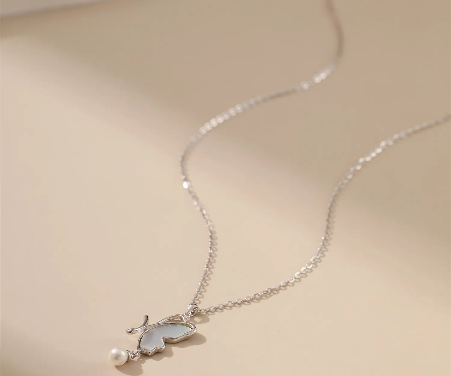 Butterfly Mother-of-Pearl Pendant Necklace