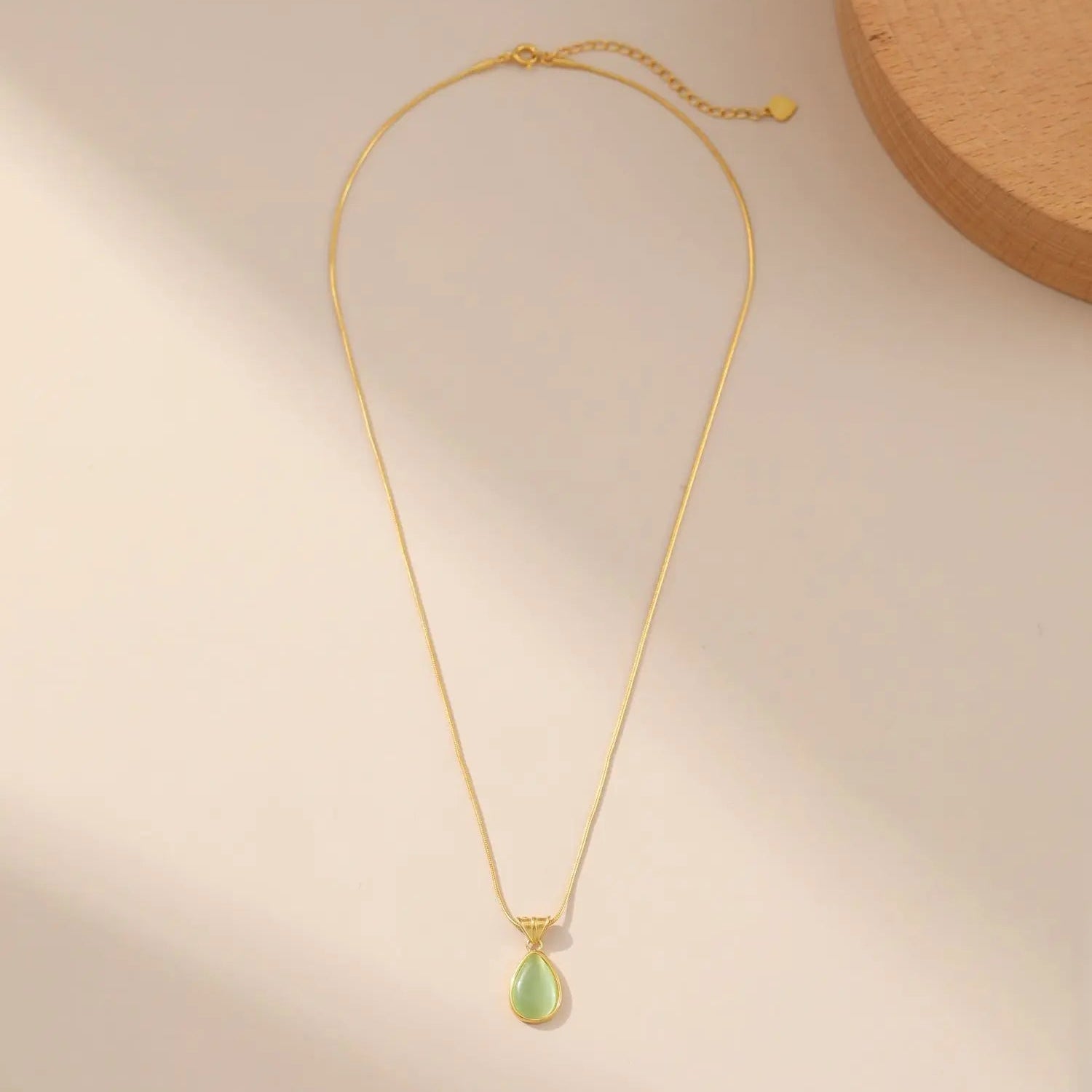 Emerald Teardrop Pendant Necklace Alarita Jewelry