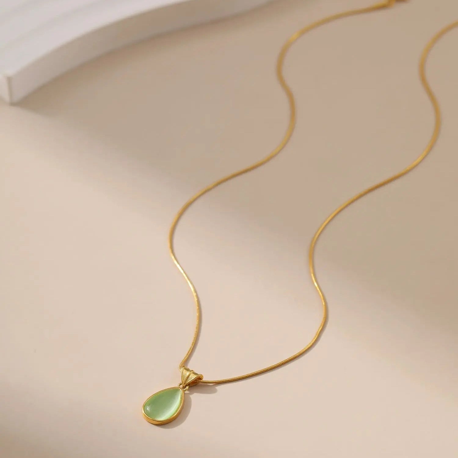 Emerald Teardrop Pendant Necklace Alarita Jewelry