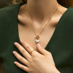 French Luxe Wave Crest Open Ring Heart-Shaped Natural Baroque Necklace