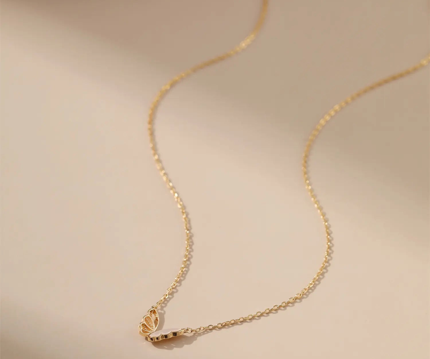 Hollowed Pearl Butterfly Necklace Alarita Jewelry