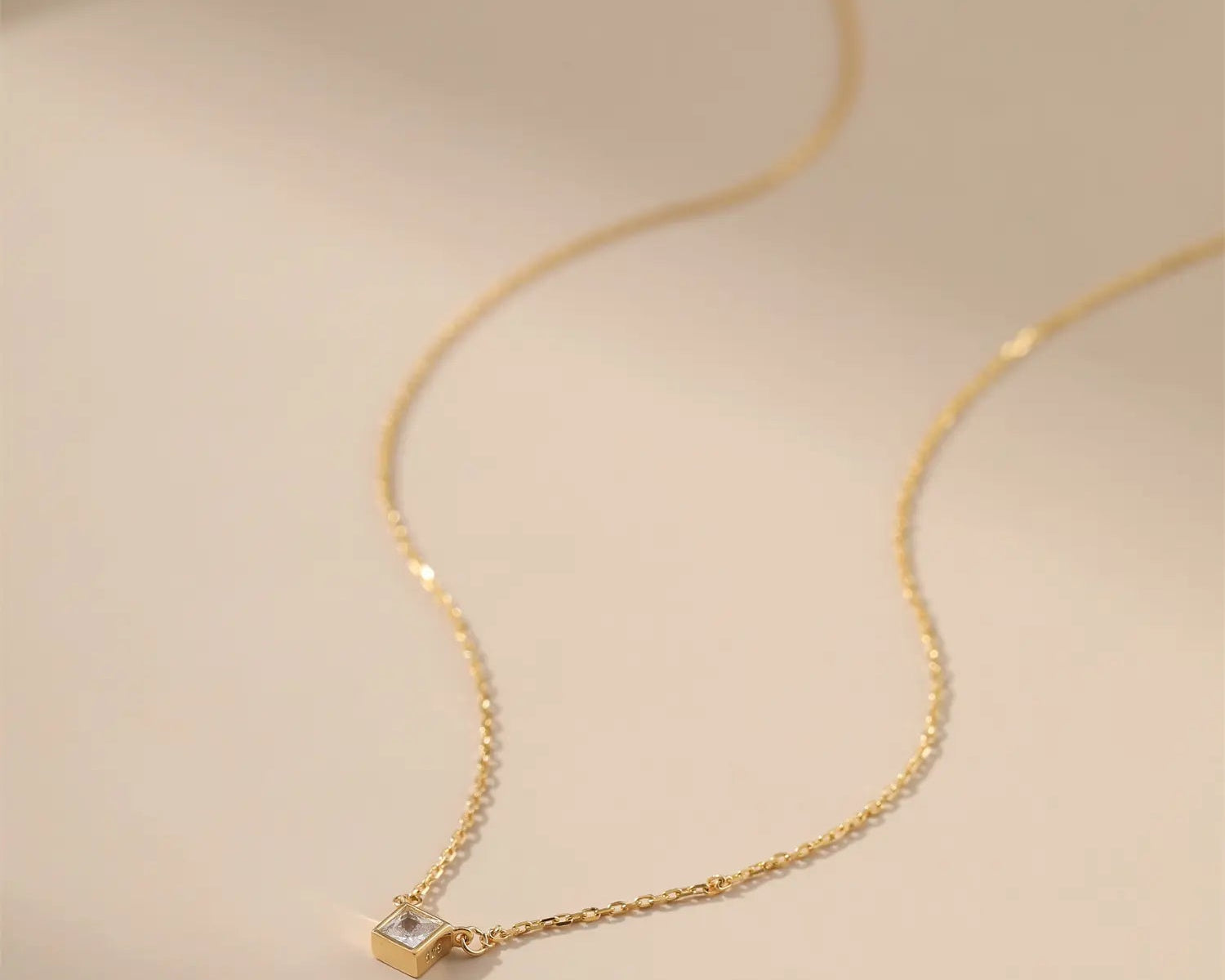 Square CZ Pendant Necklace Alarita Jewelry