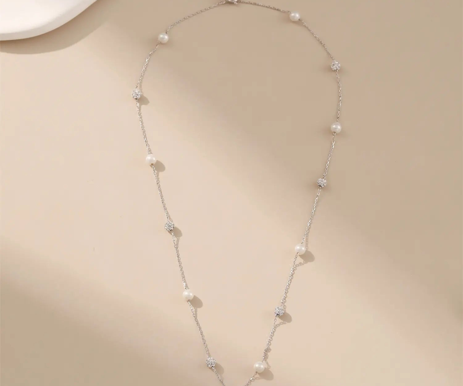 Faux Pearl and Cubic Zirconia Necklace Alarita Jewelry