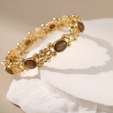 pal Vintage Bracelet Unique Reproduction: Grey Cat's Eye Stone Bracelet - Alarita