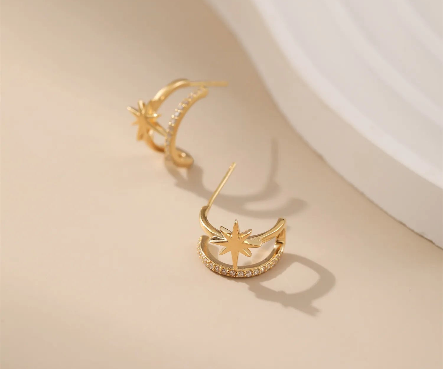 Pavé Zircon Star Hoop EarringsJewelry