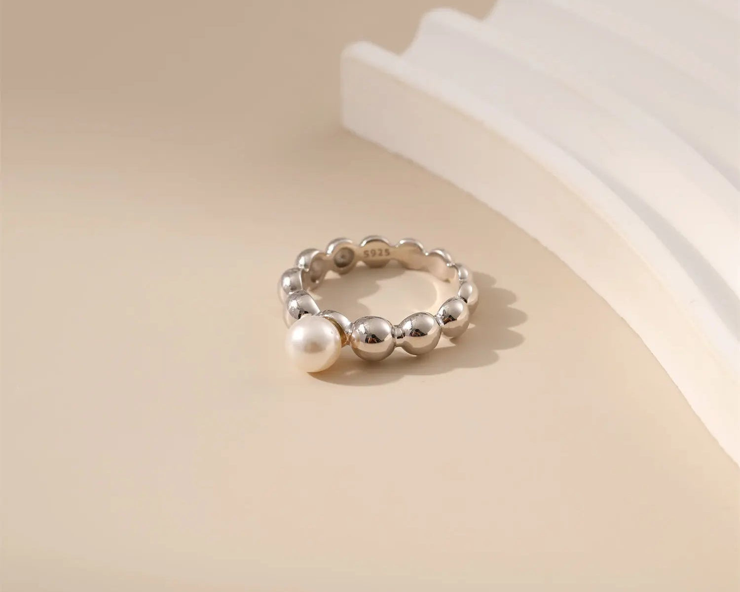 Pearl Beaded Stacker Ring