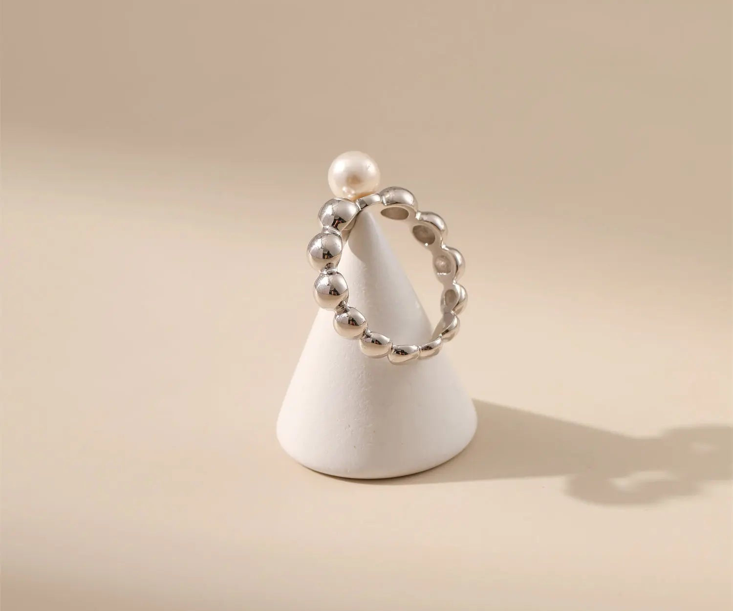Pearl Beaded Stacker Ring
