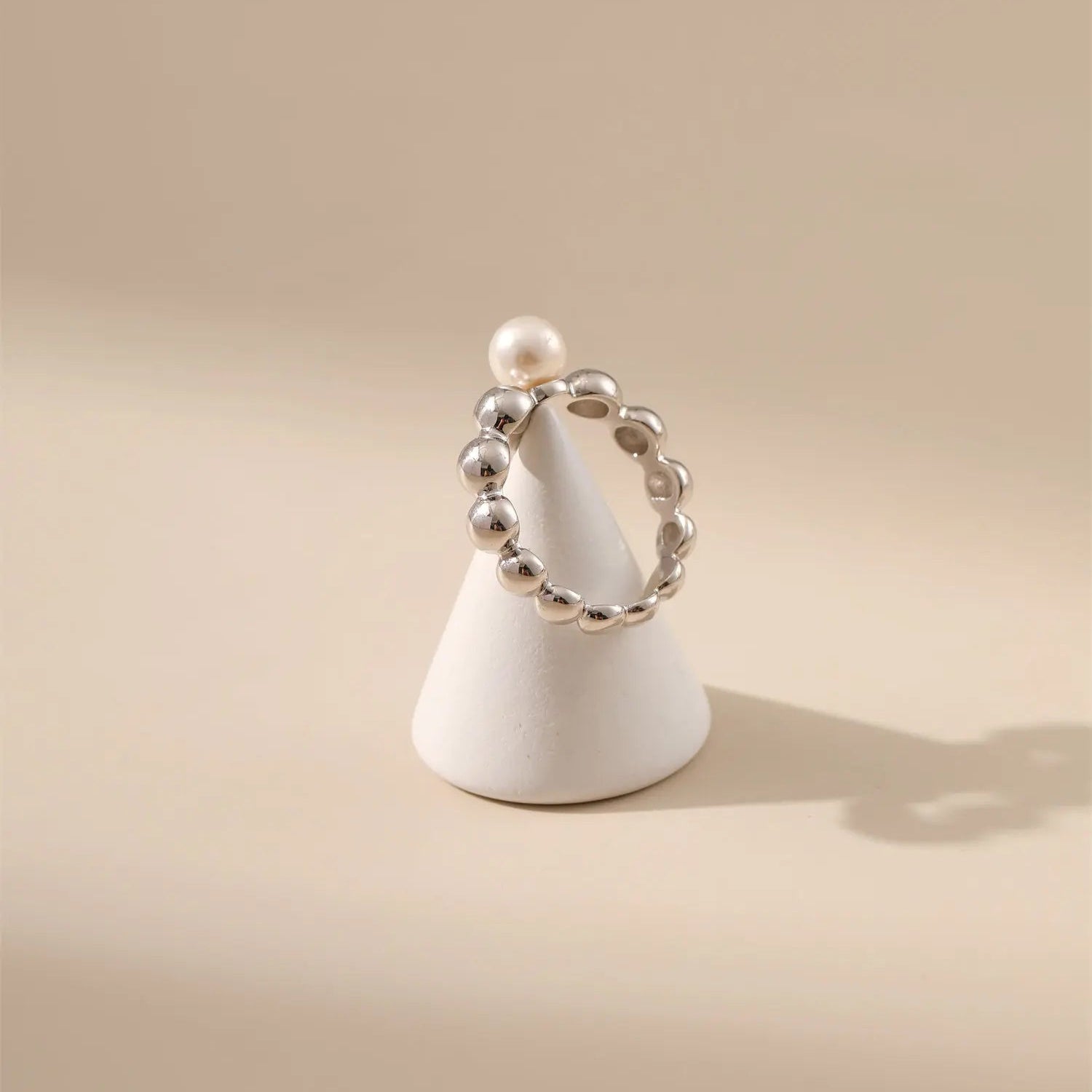 Pearl Beaded Stacker Ring