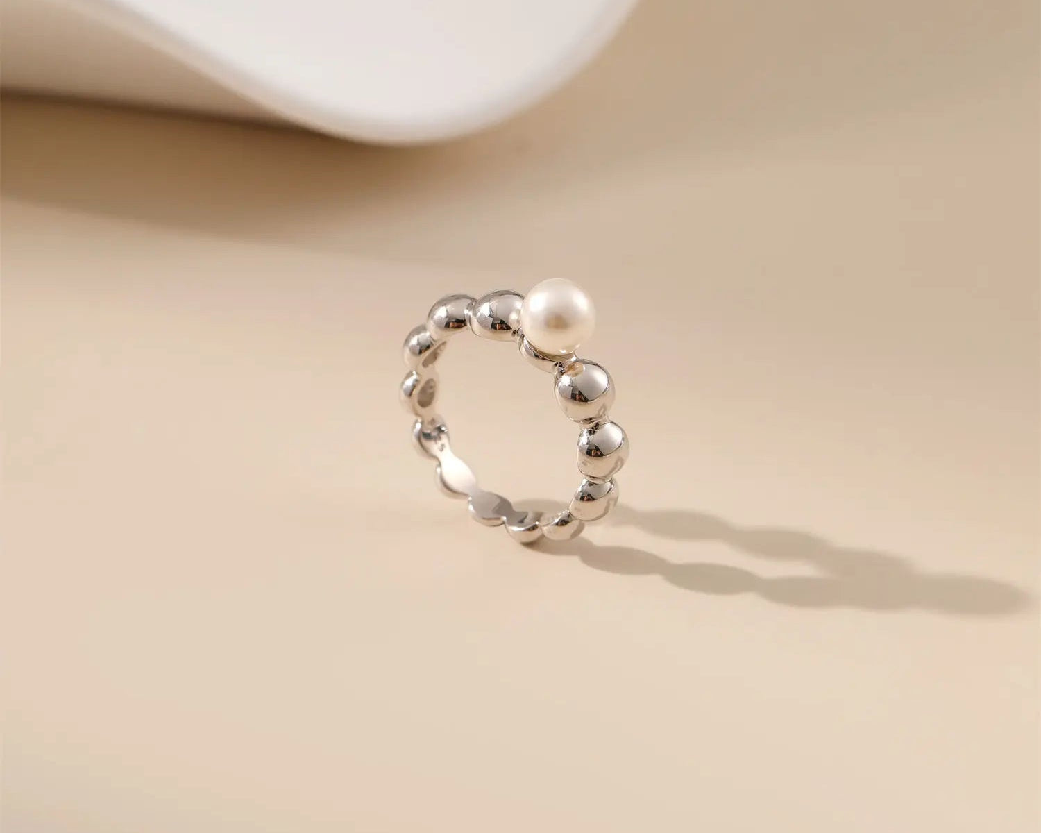 Pearl Beaded Stacker Ring