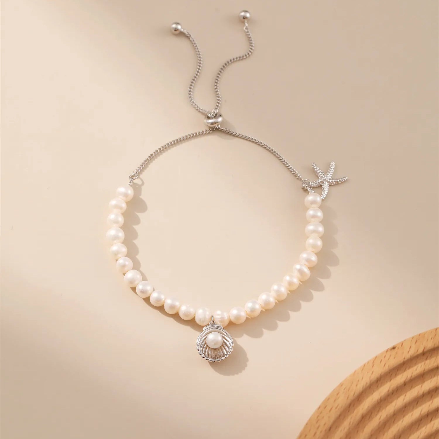 Pearl Starfish Pendant Adjustable Bracelet Alarita Jewelry
