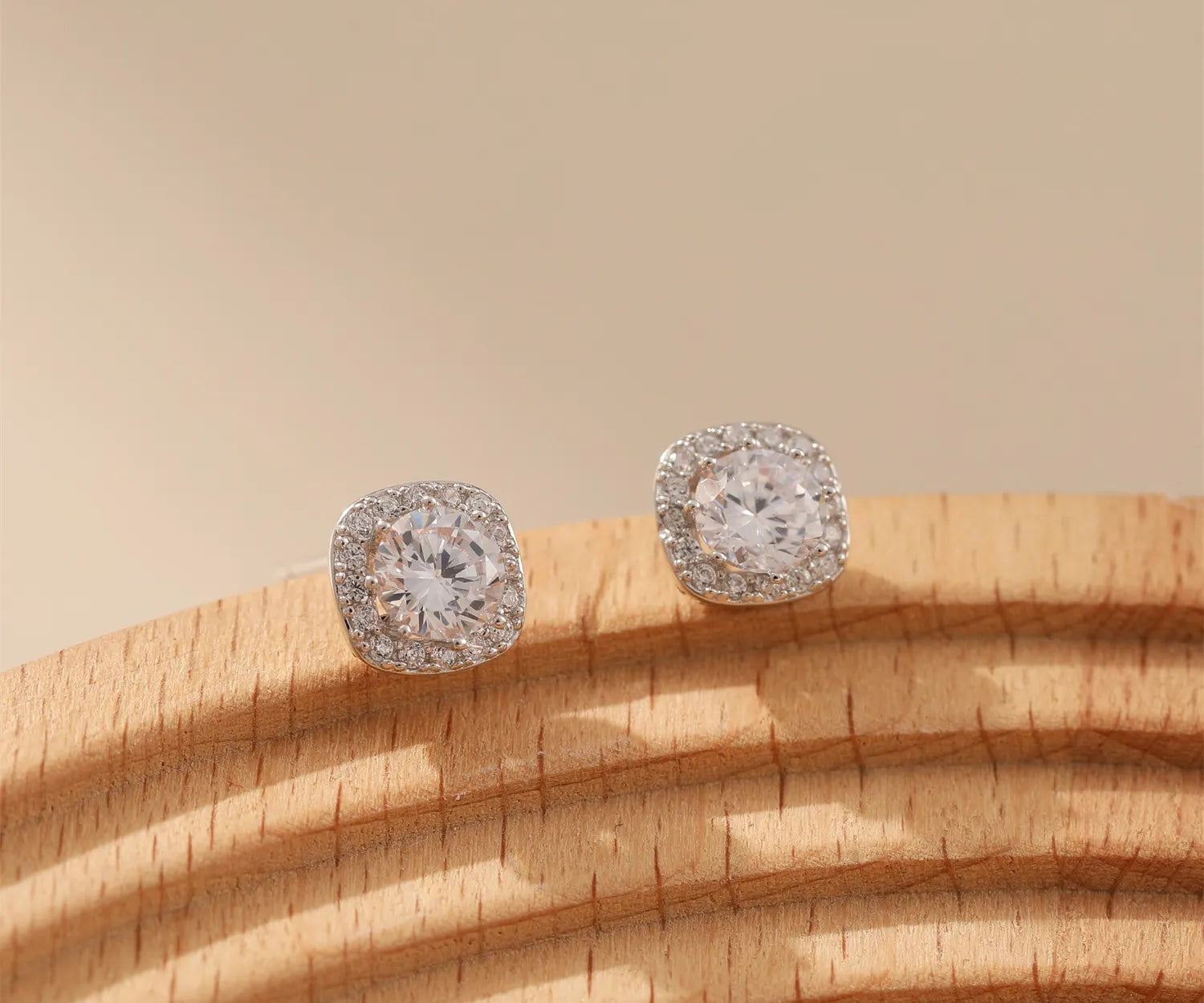 Pavé Zircon Round Square Studs Alarita Jewelry