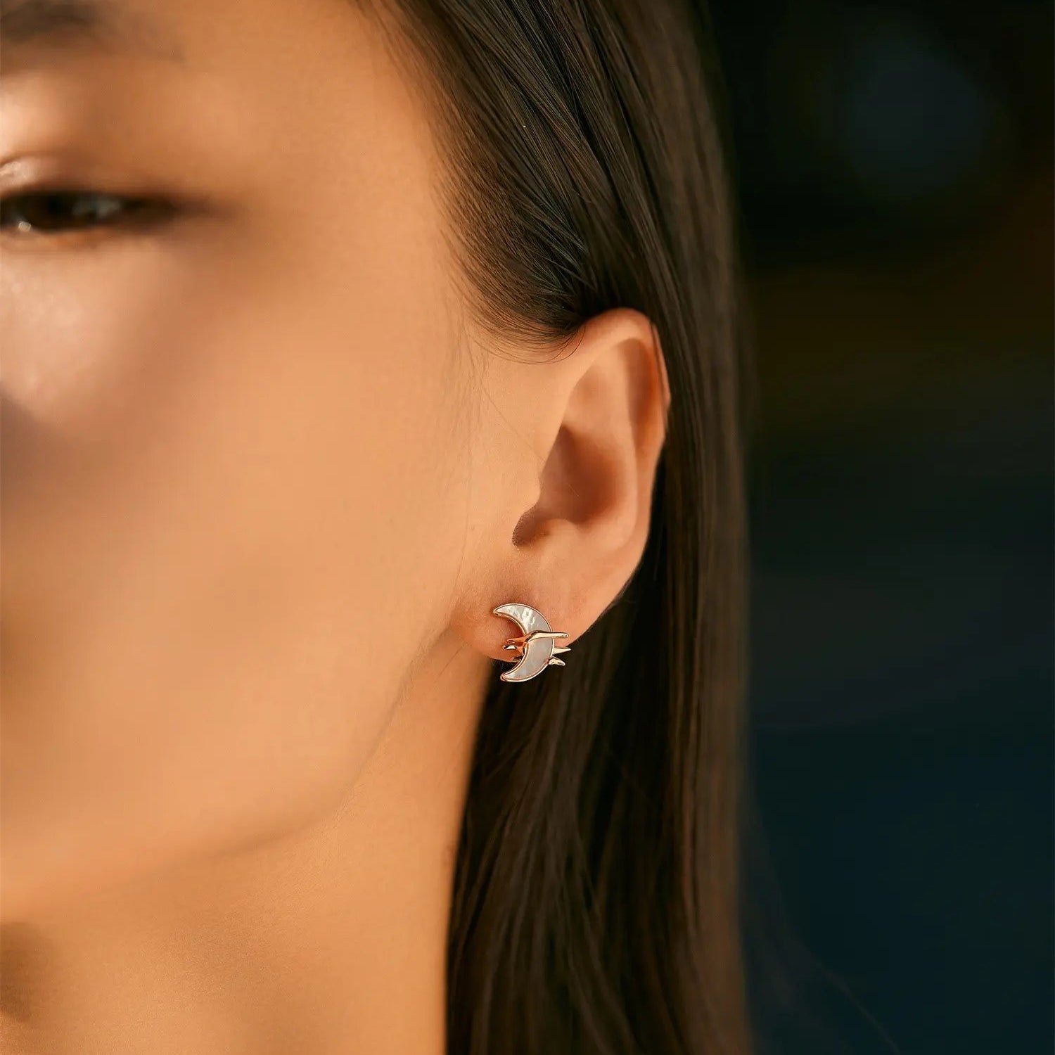 Asymmetric Mother-of-Pearl Star and Moon Earrings - Alarita