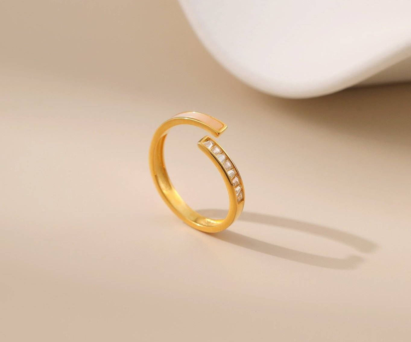 Baguette Cubic Zirconia Open Ring - Alarita