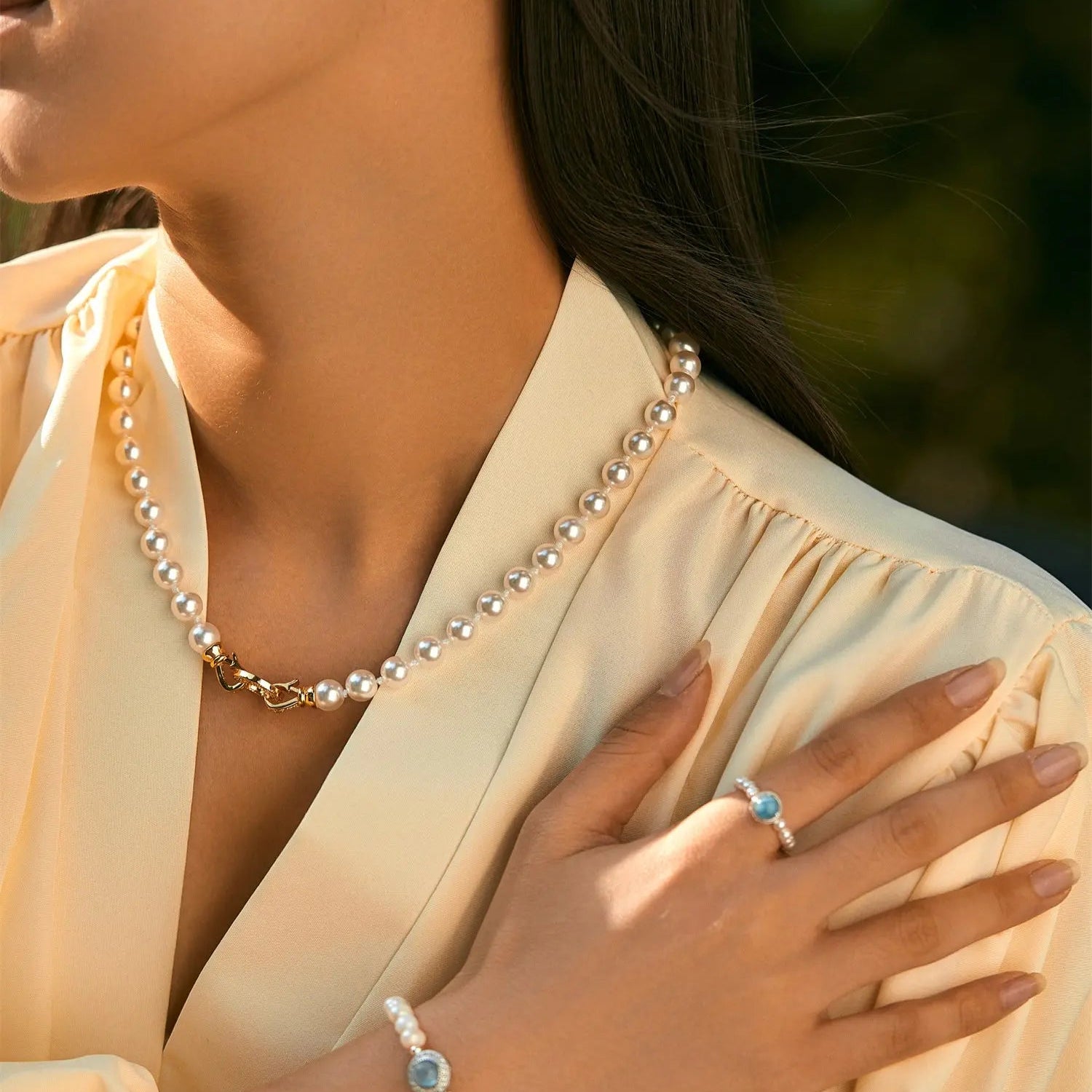 Blue Topaz Natural Pearl Ring - Alarita