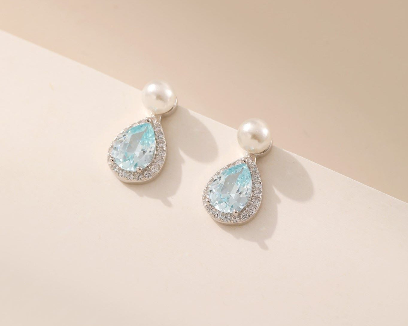 Blue Topaz Pearl Earrings - Alarita