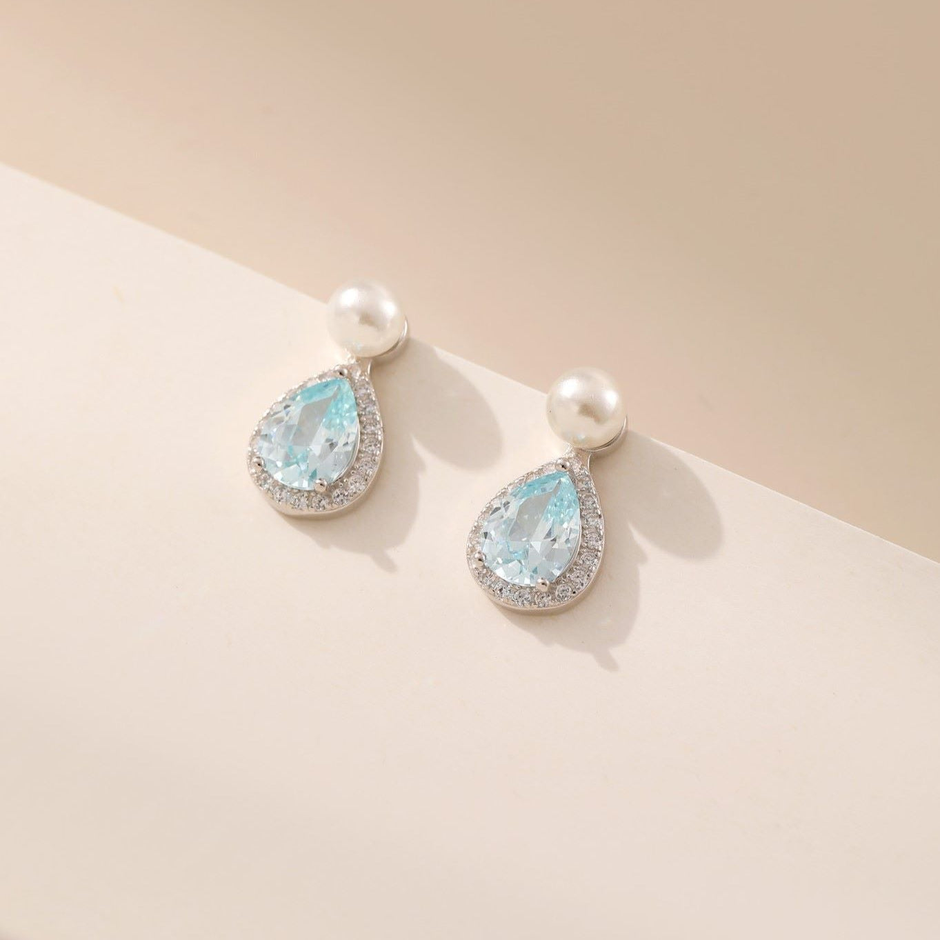 Blue Topaz Pearl Earrings - Alarita