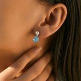 Blue Topaz Pearl Earrings - Alarita