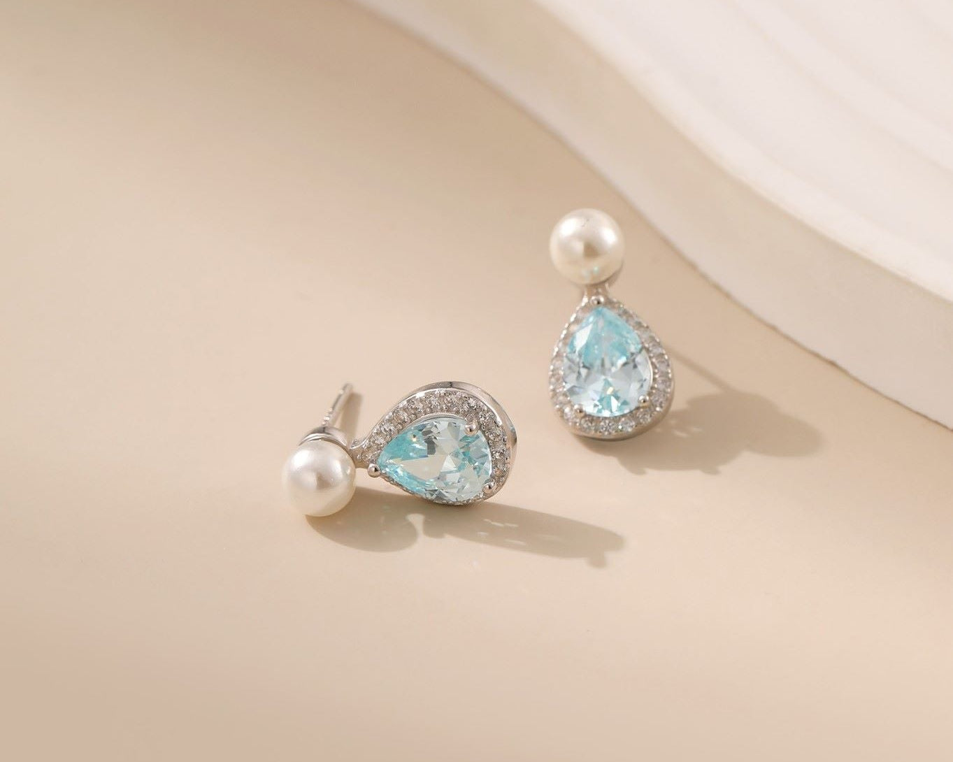 Blue Topaz Pearl Earrings - Alarita