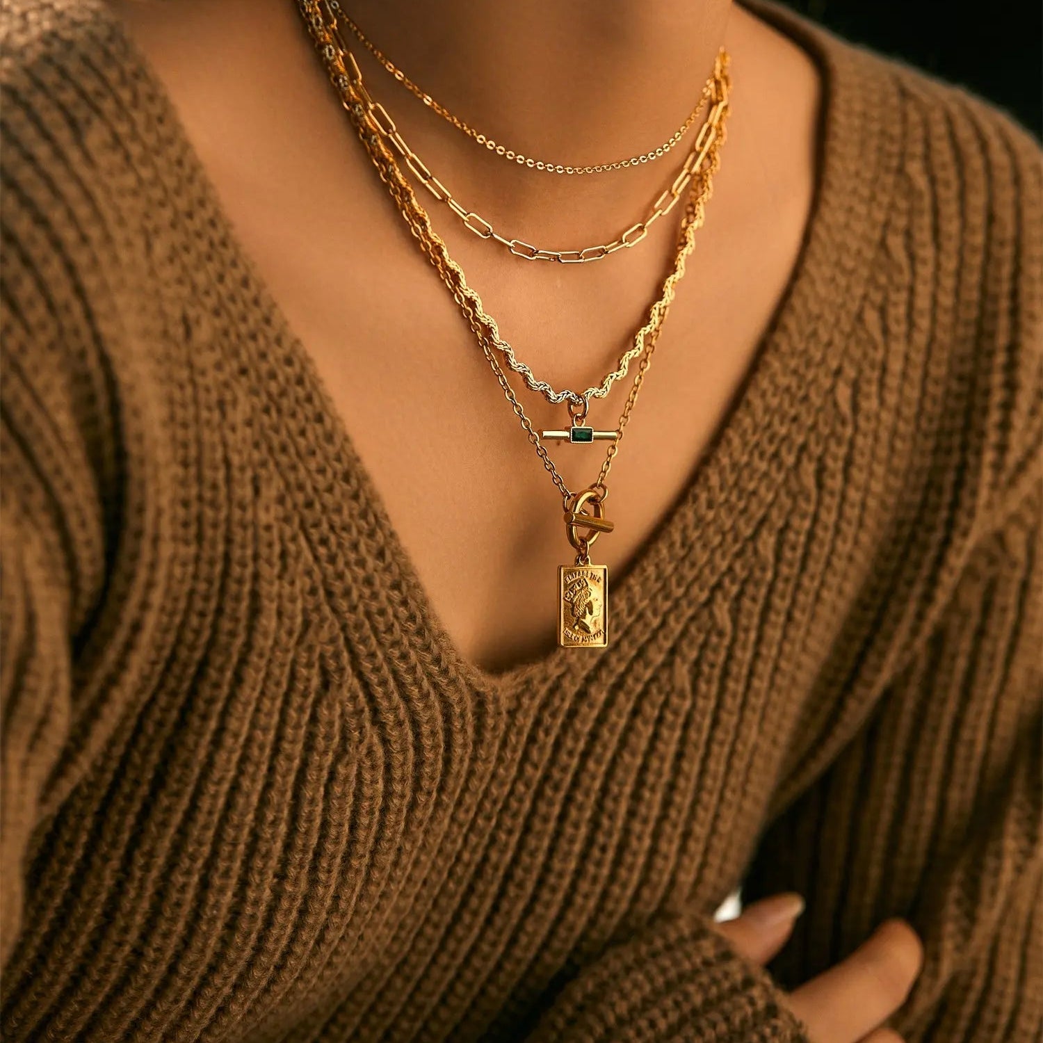 Double-Layered Chain Necklace - Alarita