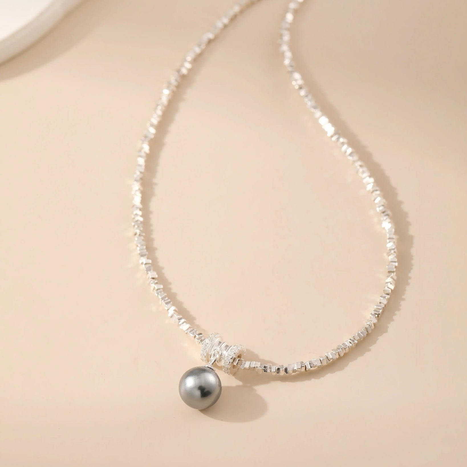 French Pearl Shard Silver Necklace - Alarita