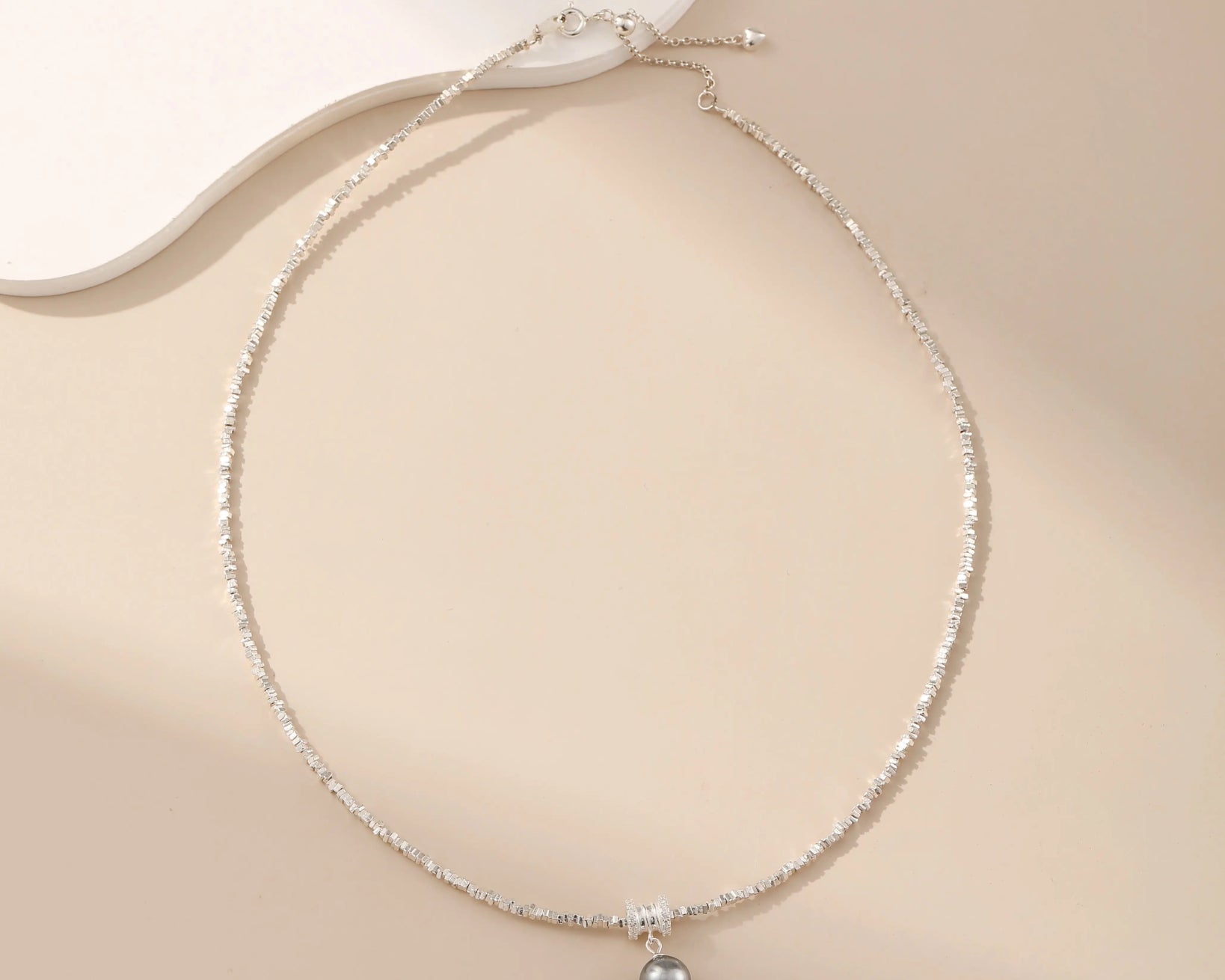 French Pearl Shard Silver Necklace - Alarita