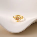 Hollow Floral Ring Garnet Gemstone - Alarita