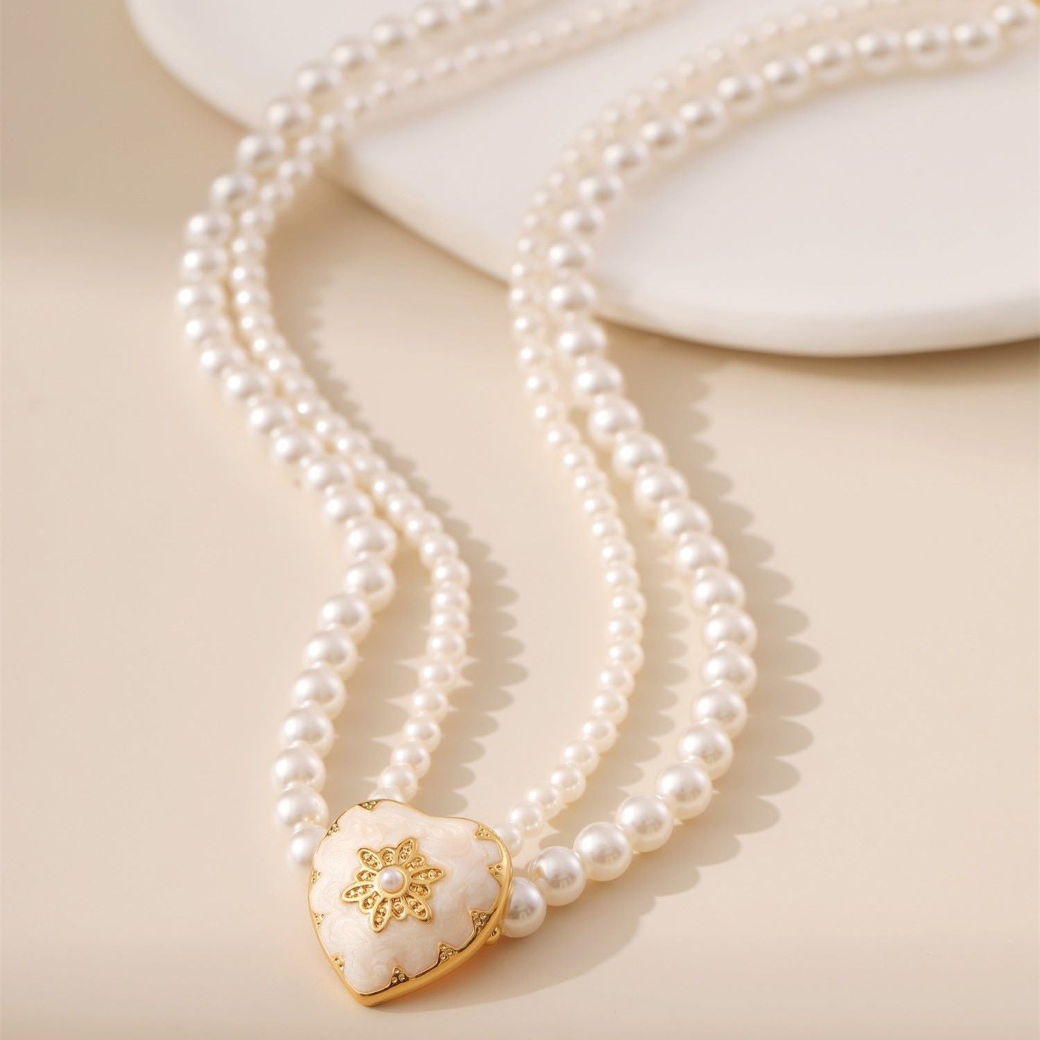 Pearl Heart Pendant Necklace - Alarita