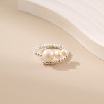 Stackable Beaded Pearl Open Ring - Alarita